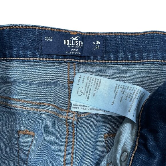 Hollister Men's Dark Blue Skinny Jeans 34x34 Actual 33x32.5 - Picture 8 of 8